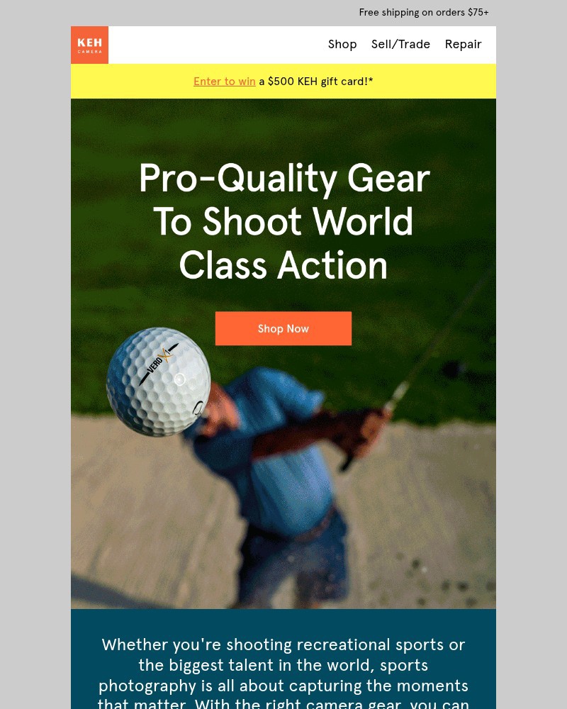Screenshot of email sent to a KEH Camera Newsletter subscriber
