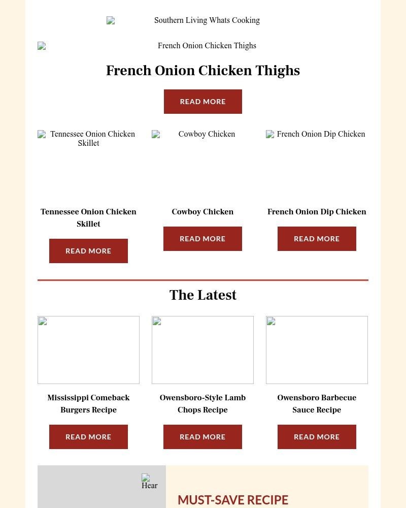 Screenshot of email sent to a Southern Living Newsletter subscriber