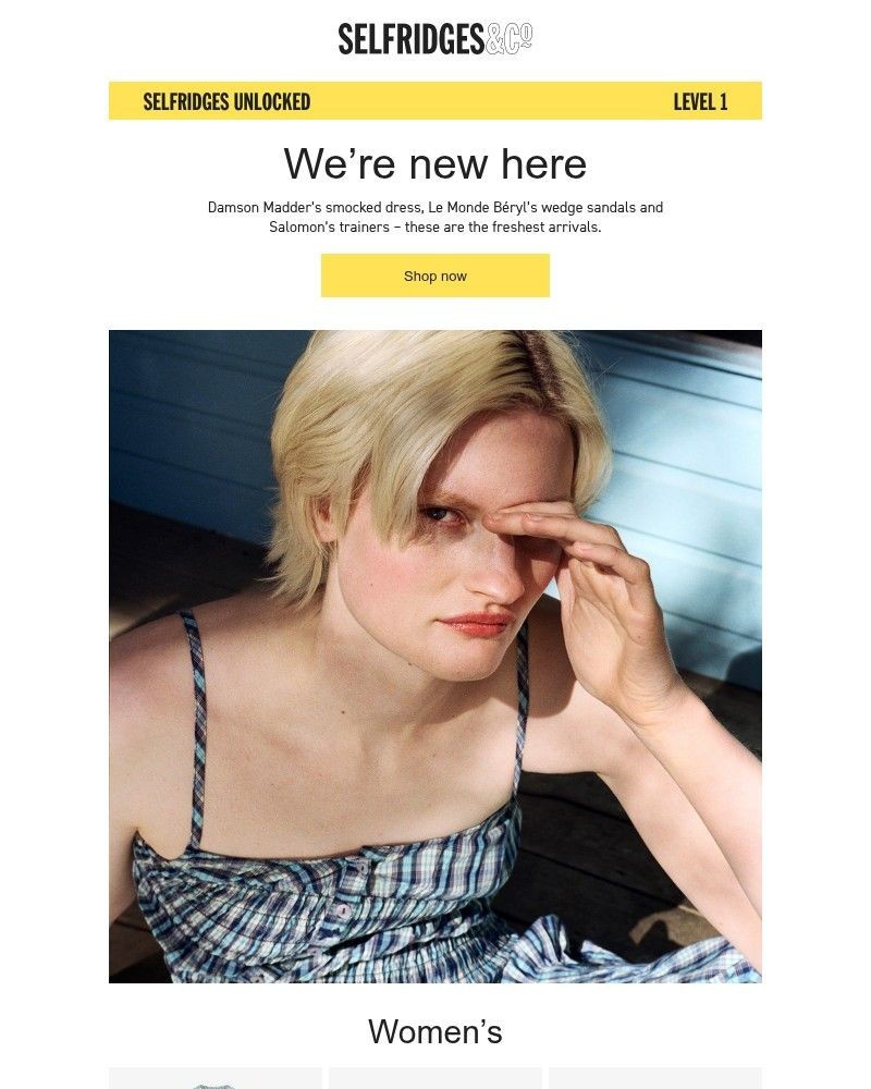 Screenshot of email sent to a Selfridges Newsletter subscriber