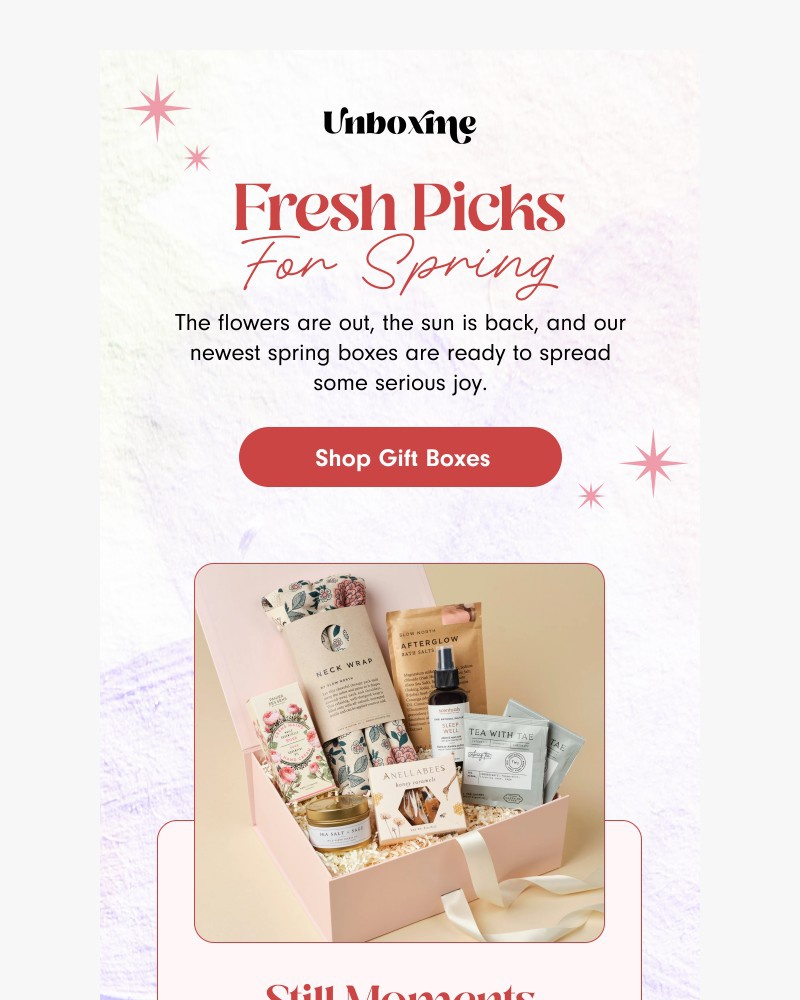 Screenshot of email sent to a Unboxme Newsletter subscriber