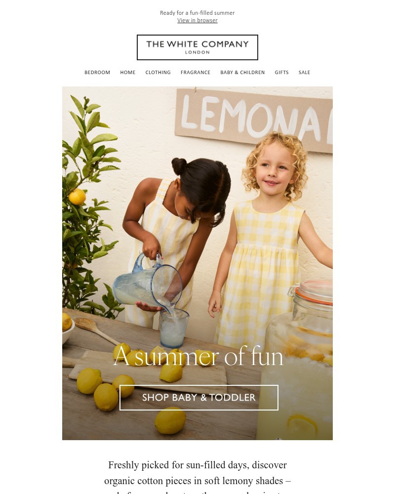 Screenshot of email sent to a The White Company Cart abandoner