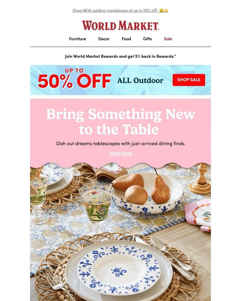 Screenshot of email sent to a World Market Cart abandoner
