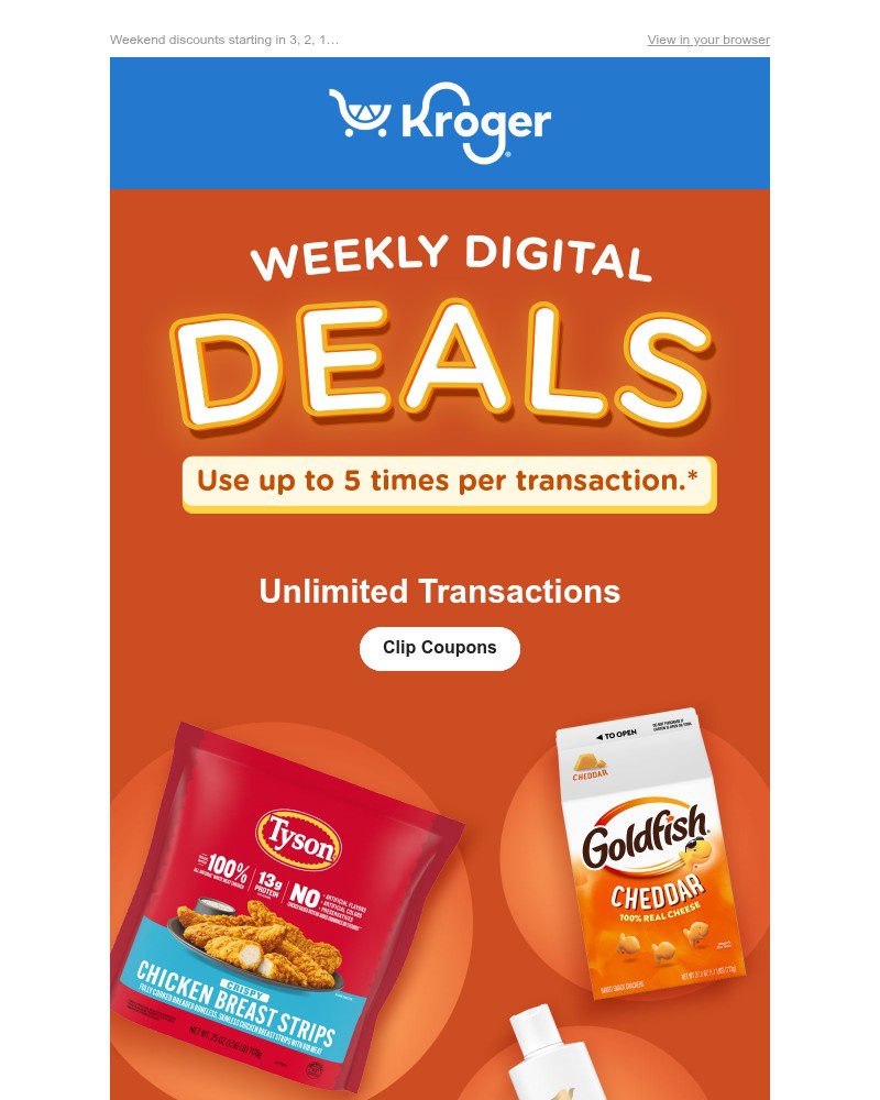 Screenshot of email sent to a Kroger Registered user
