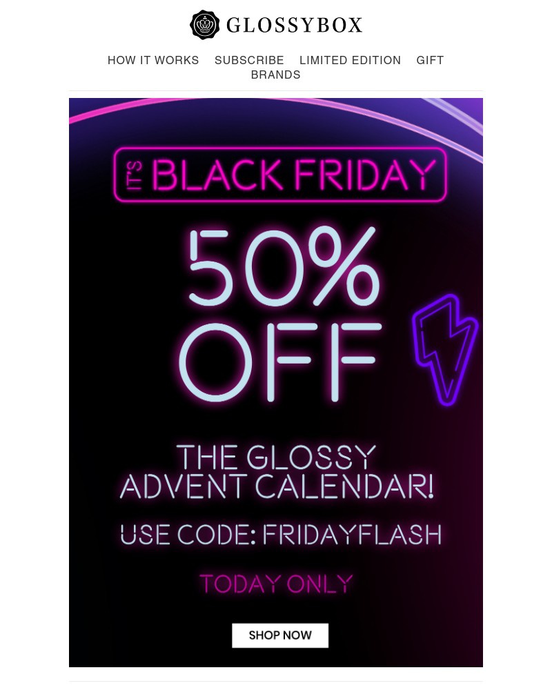 Screenshot of email with subject /media/emails/friday-flash-50-off-the-advent-e9e1ef-cropped-4e517c08.jpg