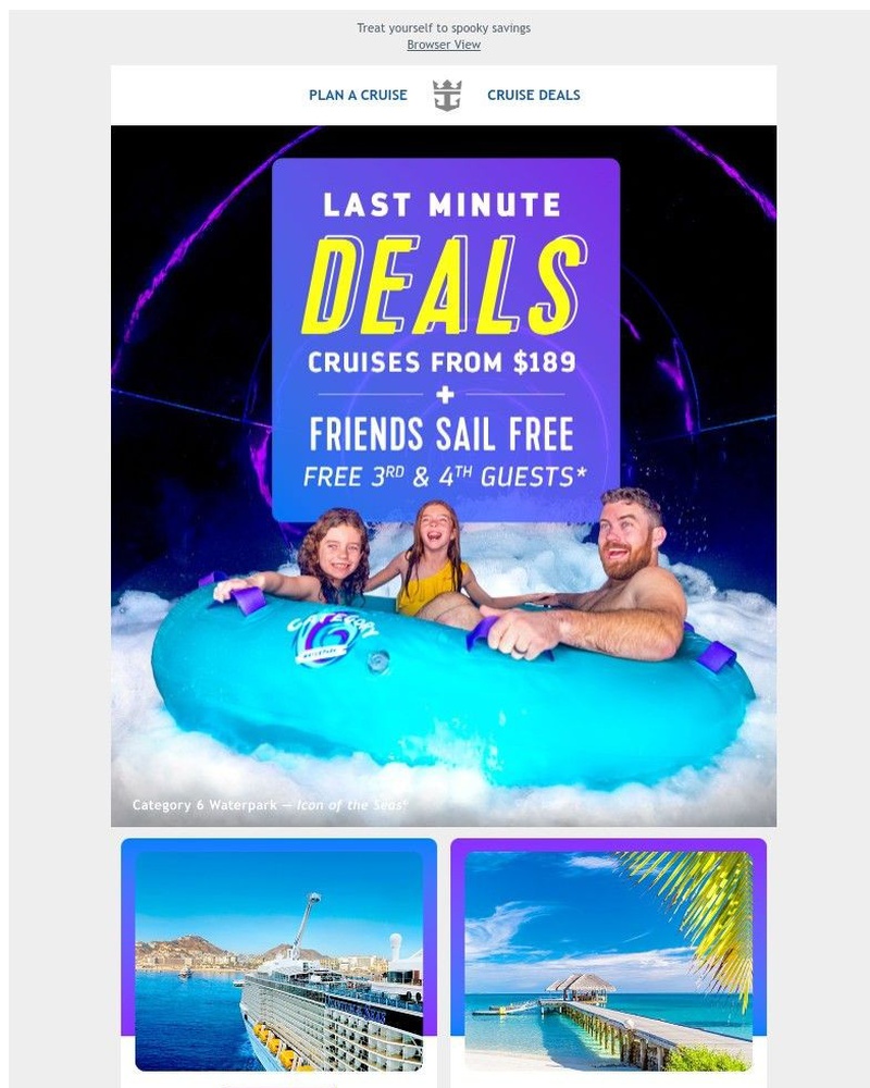 Screenshot of email sent to a Royal Caribbean Cruises Newsletter subscriber