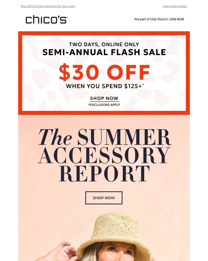 Screenshot of email sent to a Chico’s Newsletter subscriber