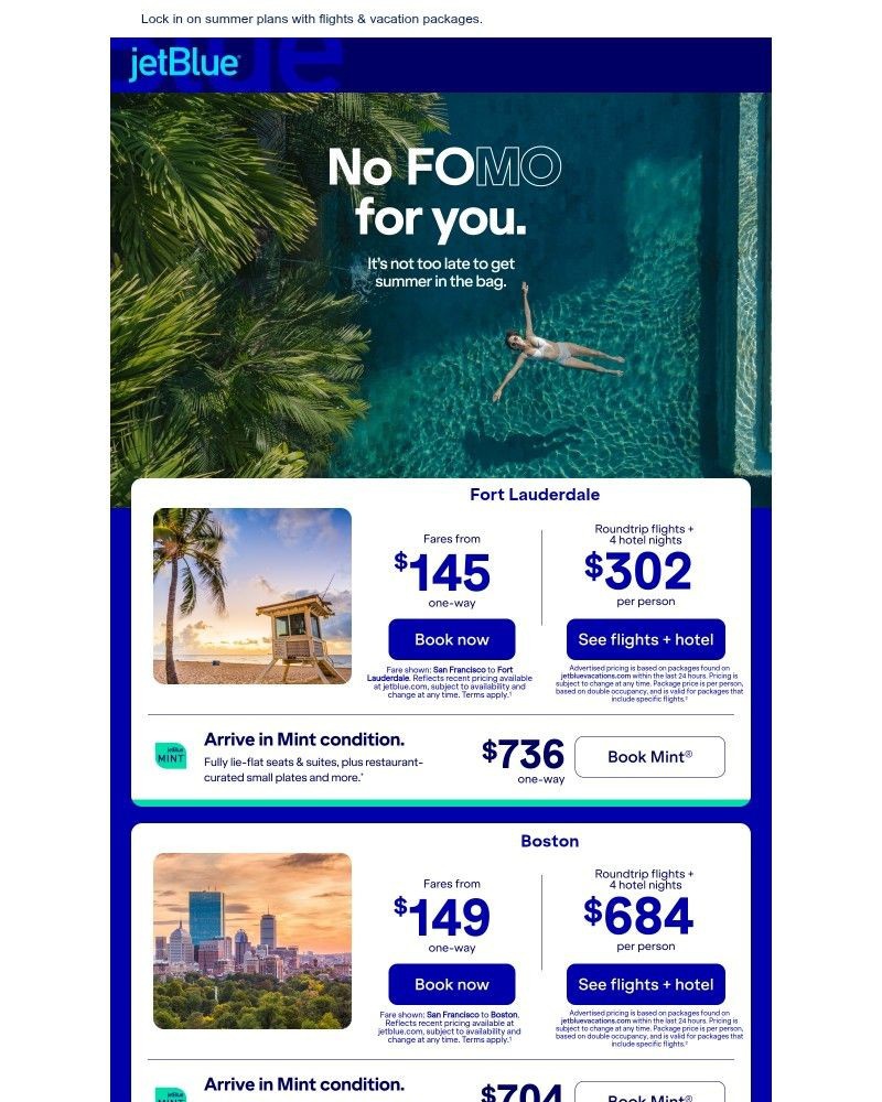 Screenshot of email sent to a JetBlue Registered user