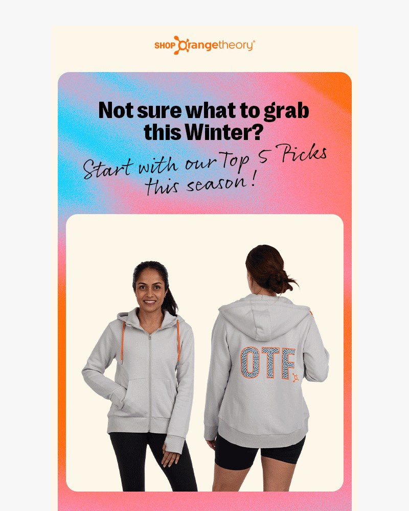 Screenshot of email sent to a Orange Theory Newsletter subscriber