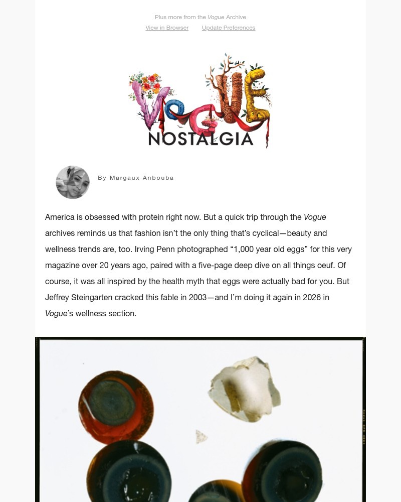 Screenshot of email sent to a Vogue Newsletter subscriber