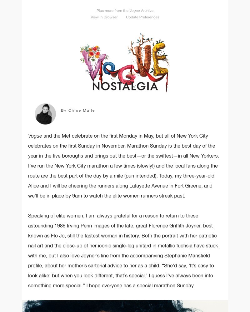 Screenshot of email sent to a Vogue Newsletter subscriber