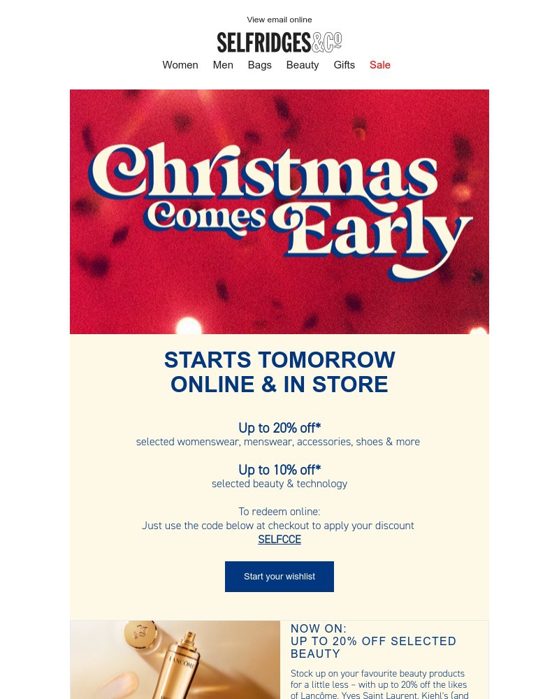 Screenshot of email with subject /media/emails/from-tomorrow-up-to-20-off-at-selfridges-44e536-cropped-d6216055.jpg