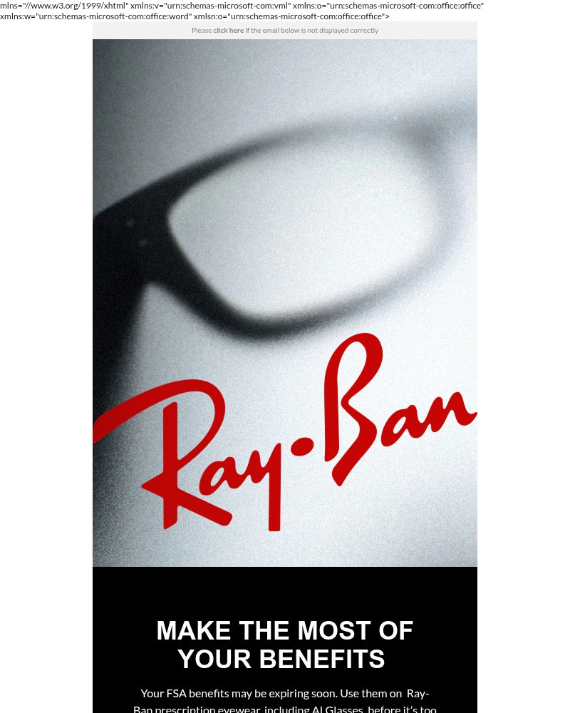 Screenshot of email sent to a Ray-Ban Newsletter subscriber