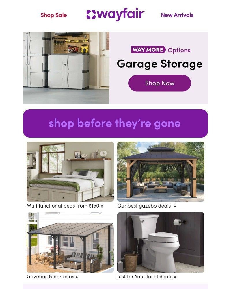 Screenshot of email sent to a Wayfair Newsletter subscriber