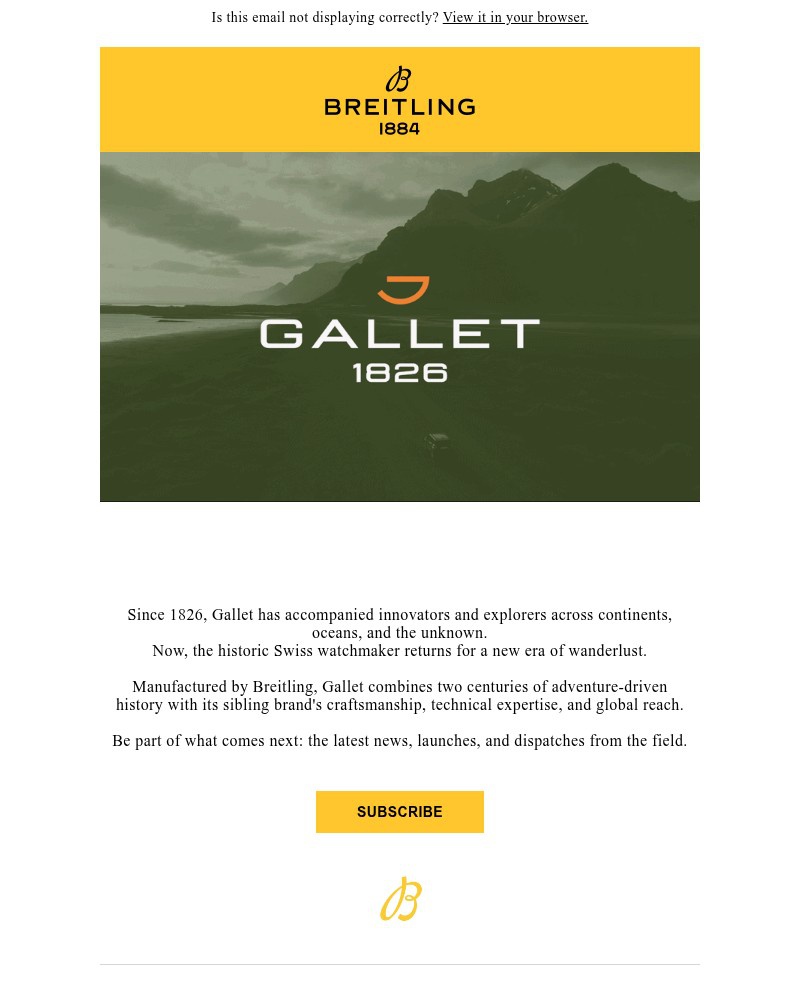 Screenshot of email sent to a Breitling Newsletter subscriber