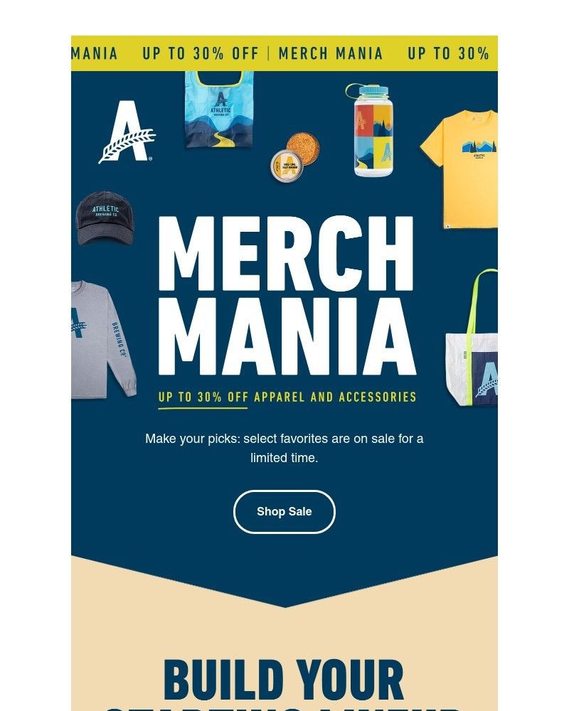 Screenshot of email sent to a Athletic Brewing Newsletter subscriber