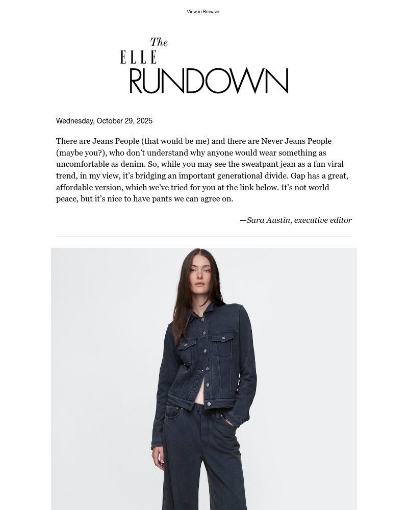 Screenshot of email sent to a Elle Newsletter subscriber