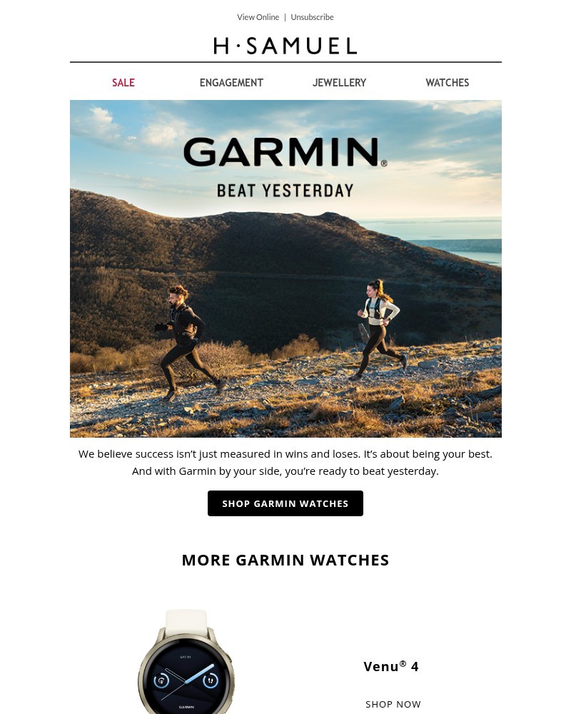 Screenshot of email sent to a H.Samuel Newsletter subscriber