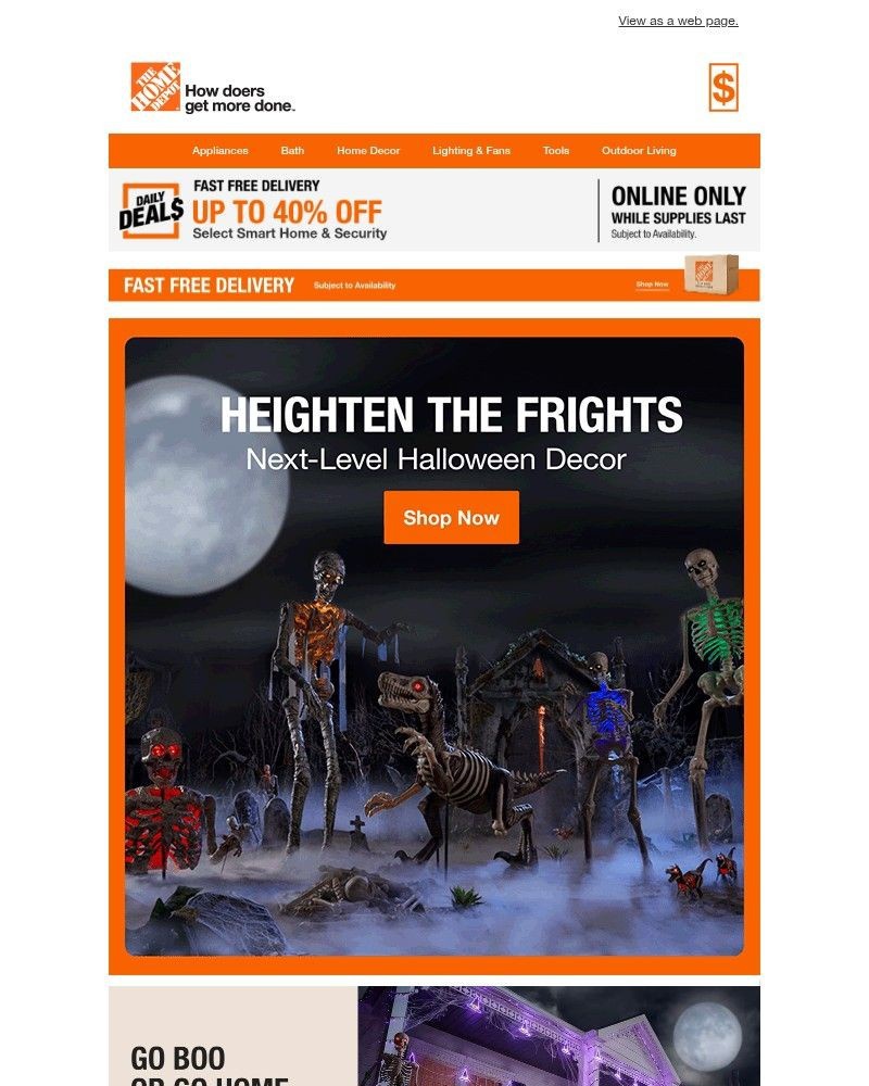Screenshot of email sent to a Home Depot Newsletter subscriber