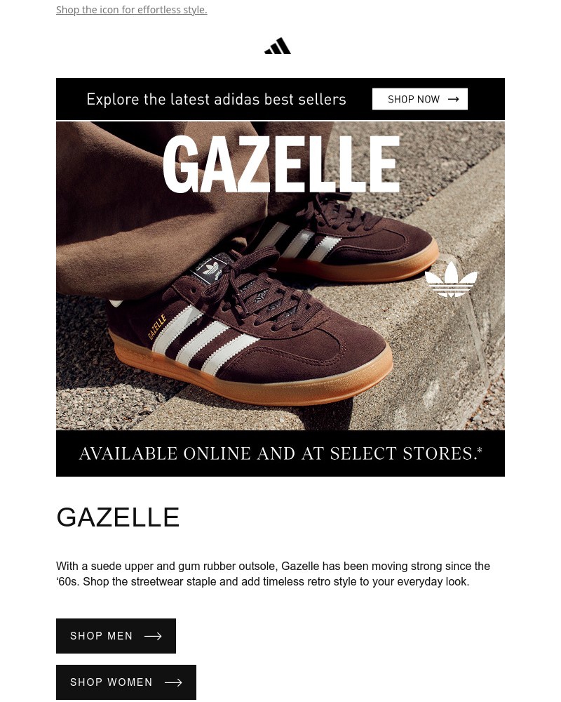 Screenshot of email sent to a Adidas Newsletter subscriber