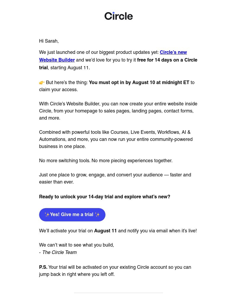 Screenshot of email with subject /media/emails/get-14-days-to-try-circles-new-website-builder-opt-in-by-aug-10-2a45f4-cropped-dd545d08.jpg