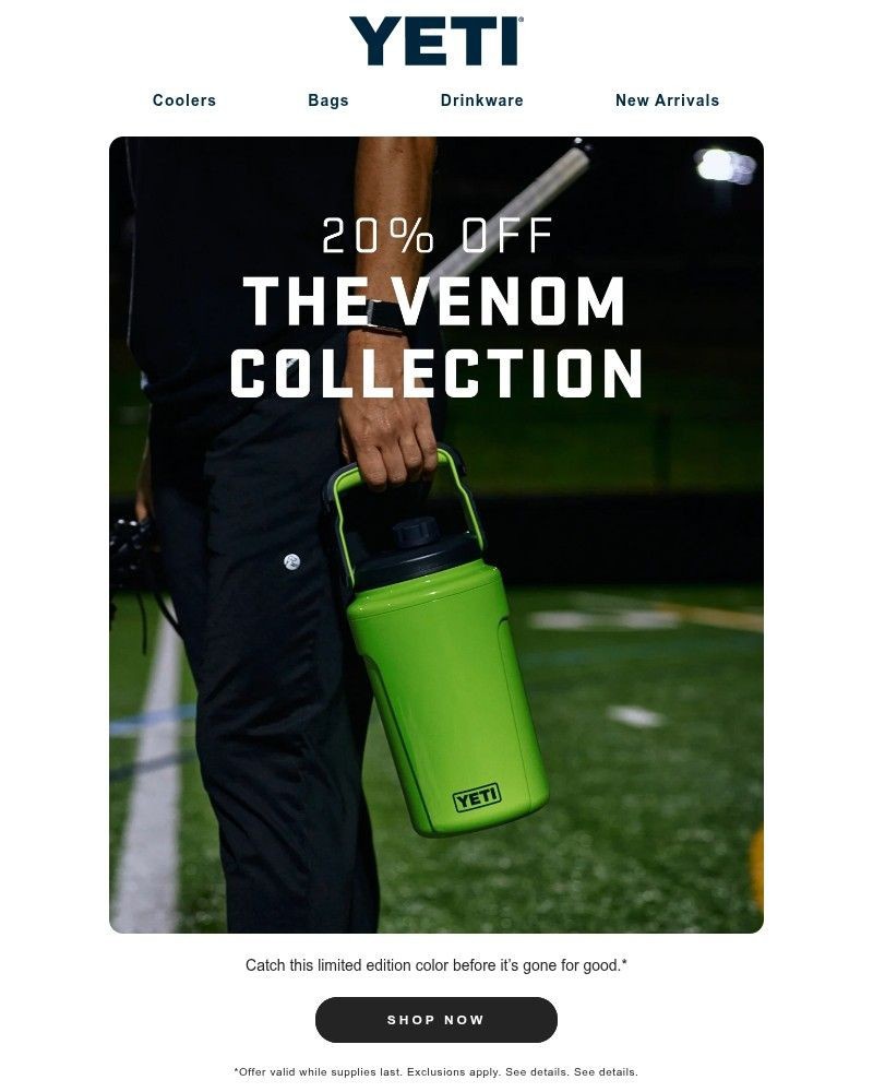 Screenshot of email sent to a Yeti Newsletter subscriber