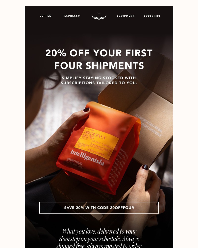 Screenshot of email sent to a Intelligentsia Newsletter subscriber