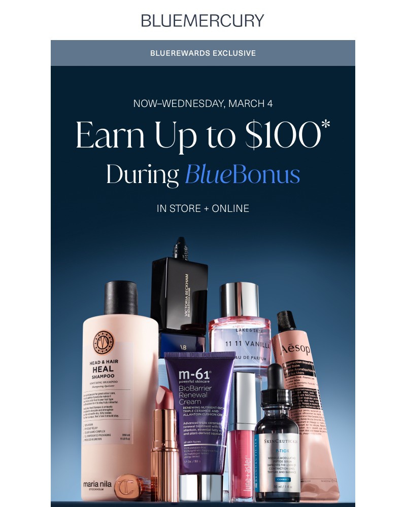 Screenshot of email sent to a Bluemercury Newsletter subscriber