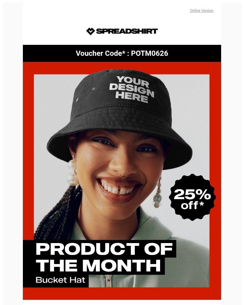 Screenshot of email sent to a Spreadshirt Newsletter subscriber