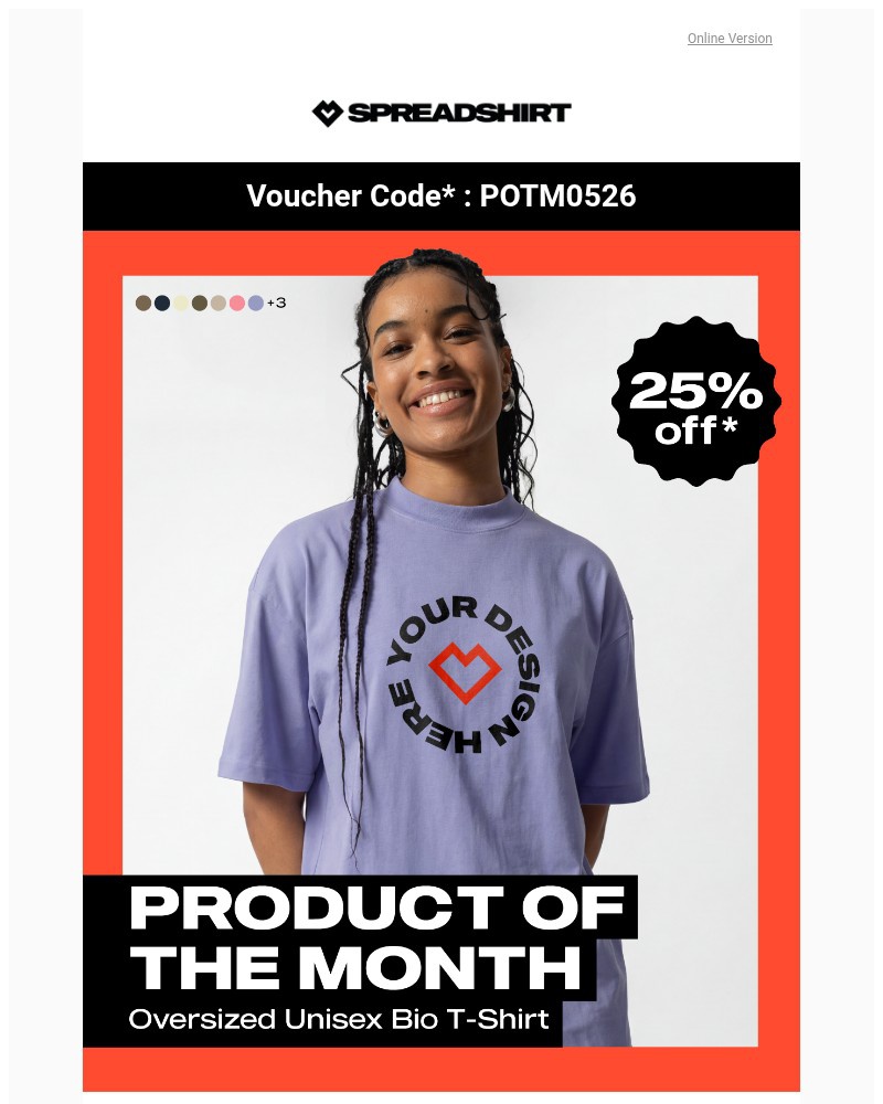 Screenshot of email sent to a Spreadshirt Newsletter subscriber