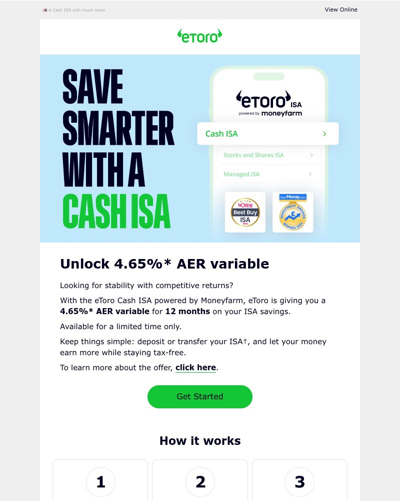 Screenshot of email sent to a eToro Registered user