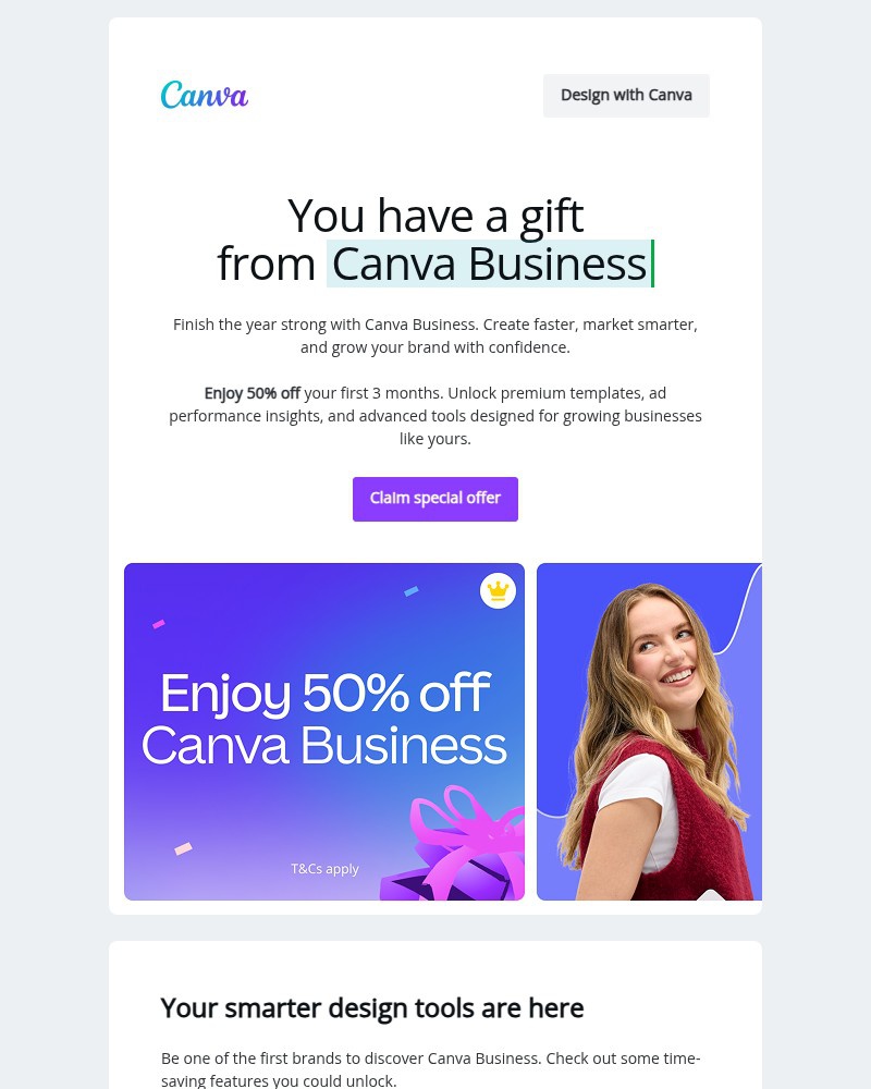 Screenshot of email sent to a Canva Customer