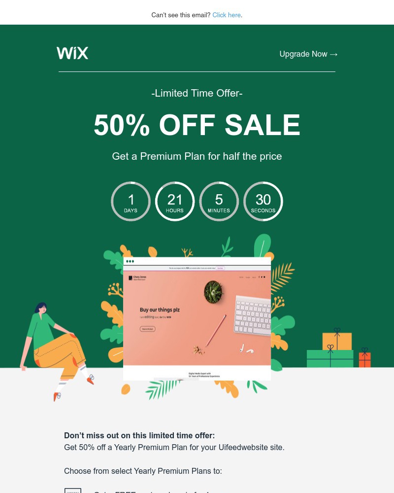 Screenshot of email with subject /media/emails/get-50-off-when-you-upgrade-uifeedwebsite-to-a-premium-plan-3c6e4b-cropped-965f8c15.jpg