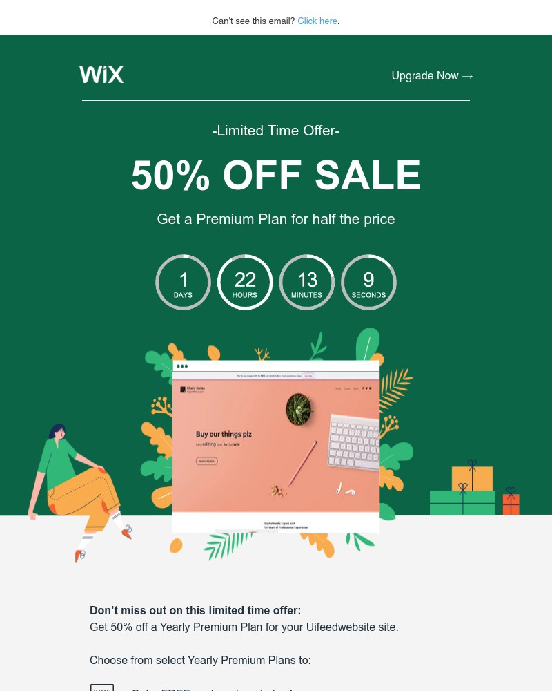 Screenshot of email with subject /media/emails/get-50-off-when-you-upgrade-uifeedwebsite-to-a-premium-plan-5f39ad-cropped-7bb25ac6.jpg