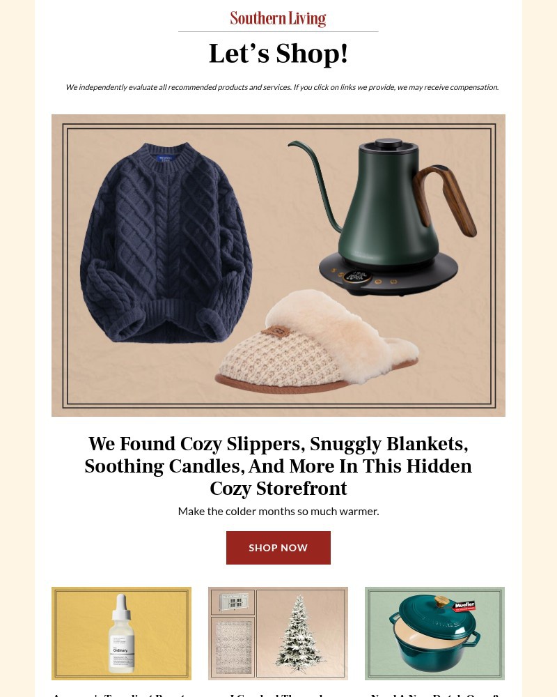 Screenshot of email sent to a Southern Living Newsletter subscriber