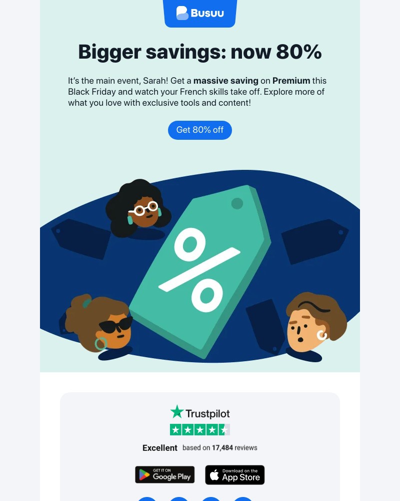 Screenshot of email sent to a Busuu Registered user