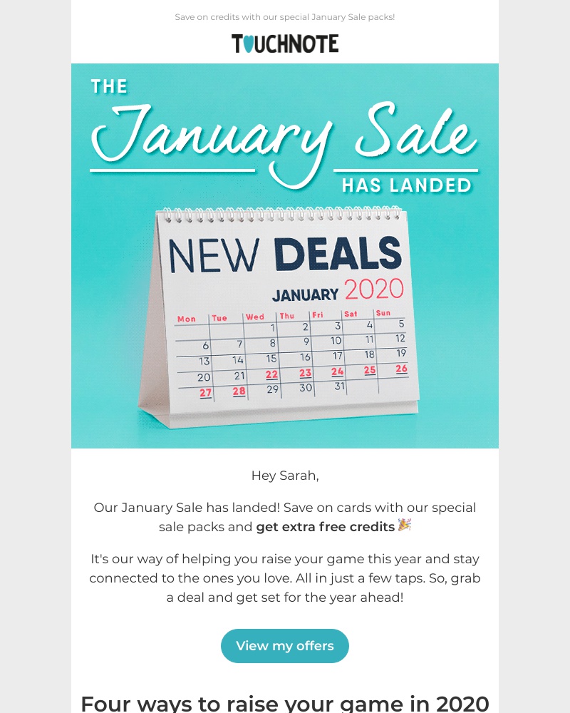 Screenshot of email with subject /media/emails/get-free-credits-in-our-january-sale-sarah-cropped-8f9688e5.jpg