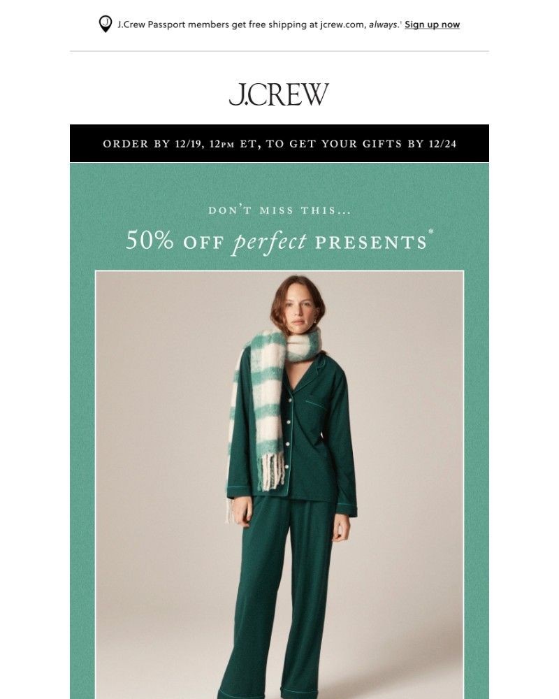 Screenshot of email sent to a J.Crew Newsletter subscriber