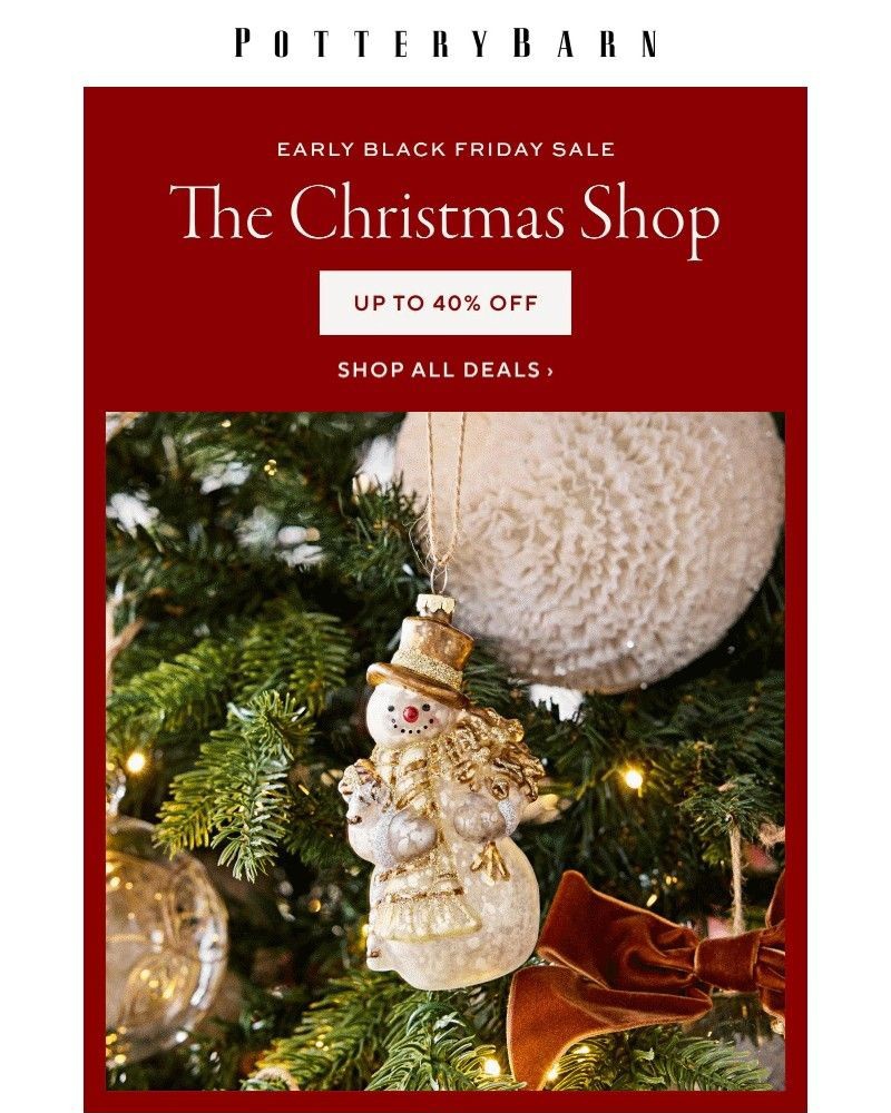 Screenshot of email sent to a Pottery Barn Newsletter subscriber