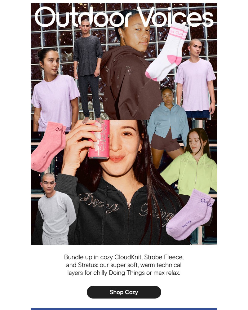 Screenshot of email sent to a Outdoor Voices Newsletter subscriber