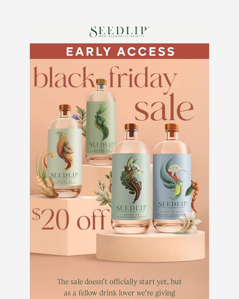 Screenshot of email sent to a Seedlip Newsletter subscriber