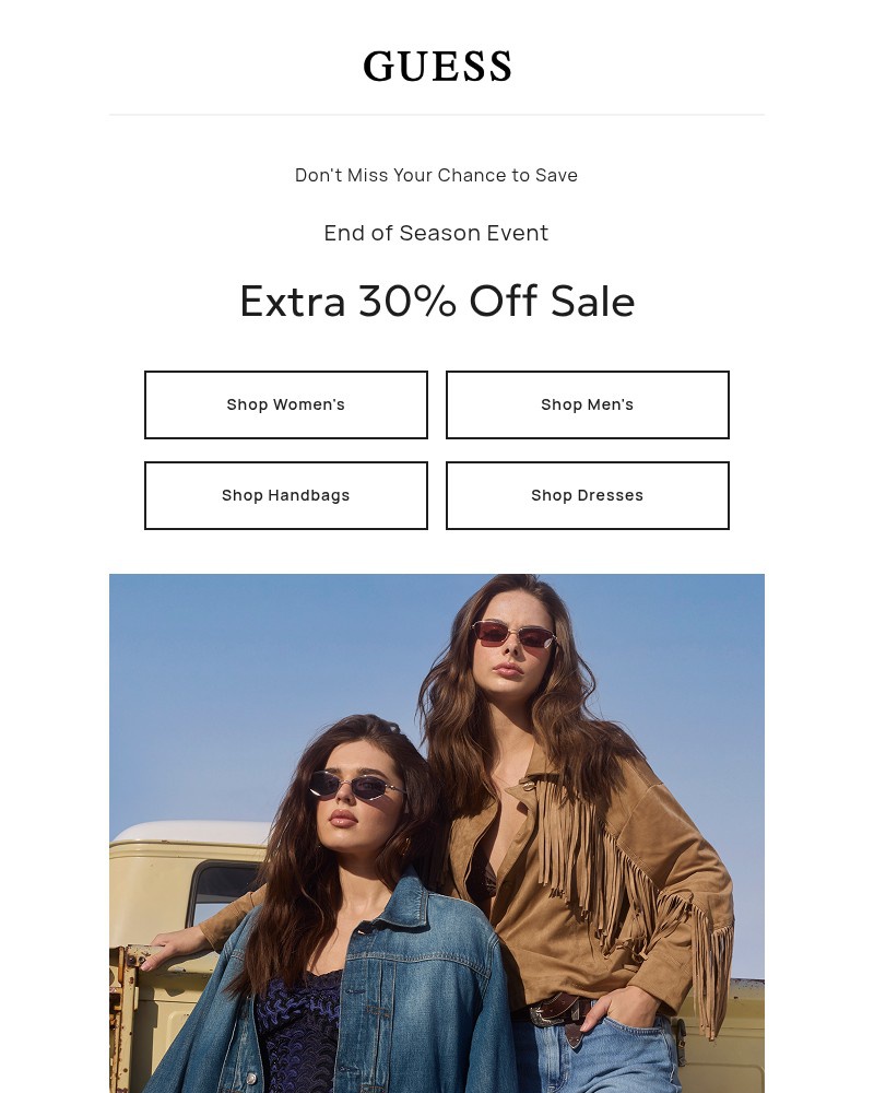 Screenshot of email sent to a Guess Newsletter subscriber