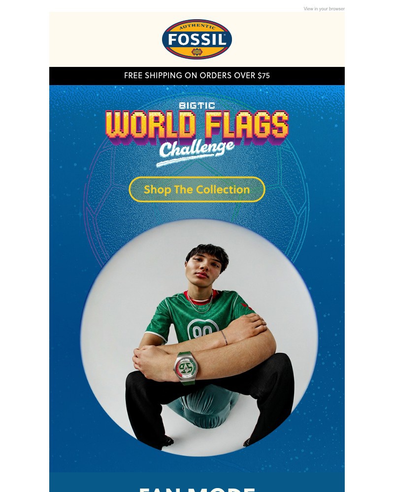 Screenshot of email sent to a Fossil Newsletter subscriber