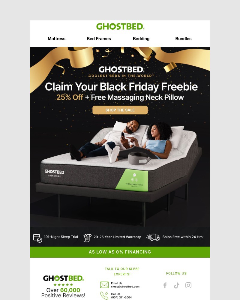 Screenshot of email sent to a Ghost Bed Newsletter subscriber