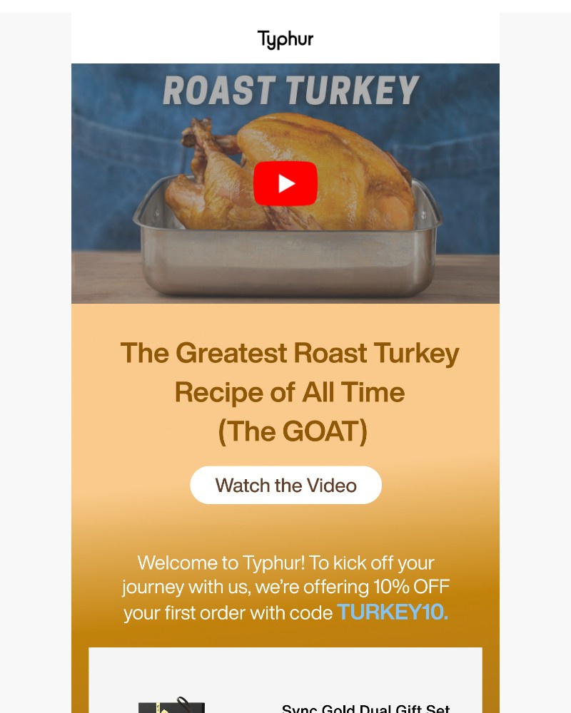 Screenshot of email sent to a Typhur Newsletter subscriber