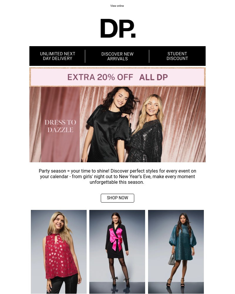 Screenshot of email sent to a Dorothy Perkins Newsletter subscriber