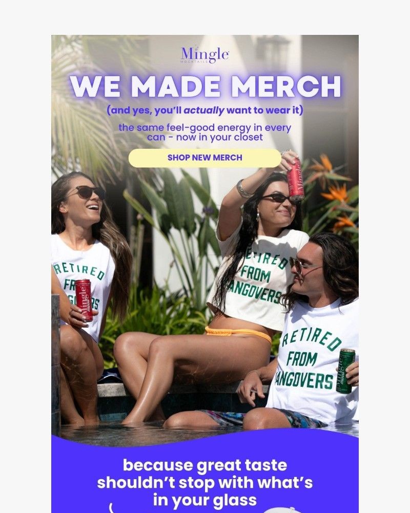 Screenshot of email sent to a Mingle Mocktails Newsletter subscriber