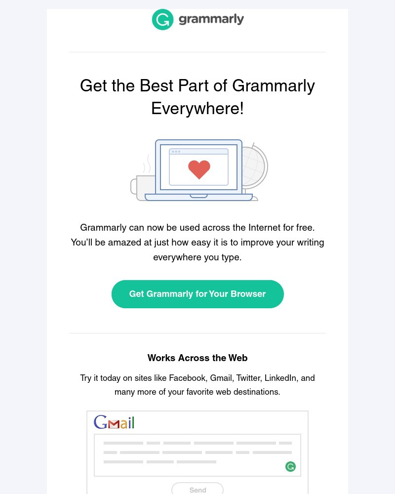 Screenshot of email sent to a Grammarly Invited user