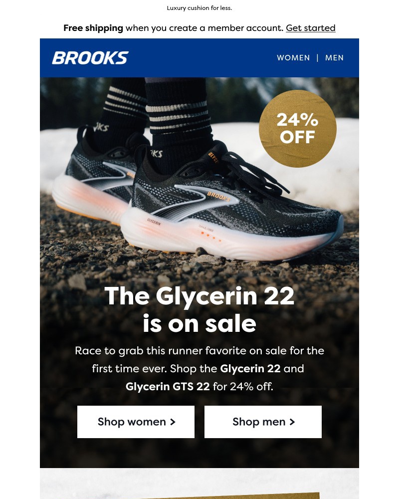 Screenshot of email sent to a Brooks Newsletter subscriber