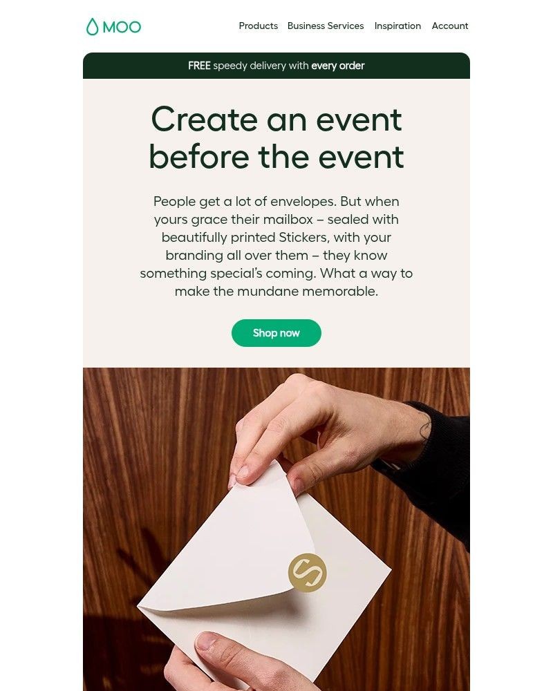 Screenshot of email sent to a Moo Newsletter subscriber