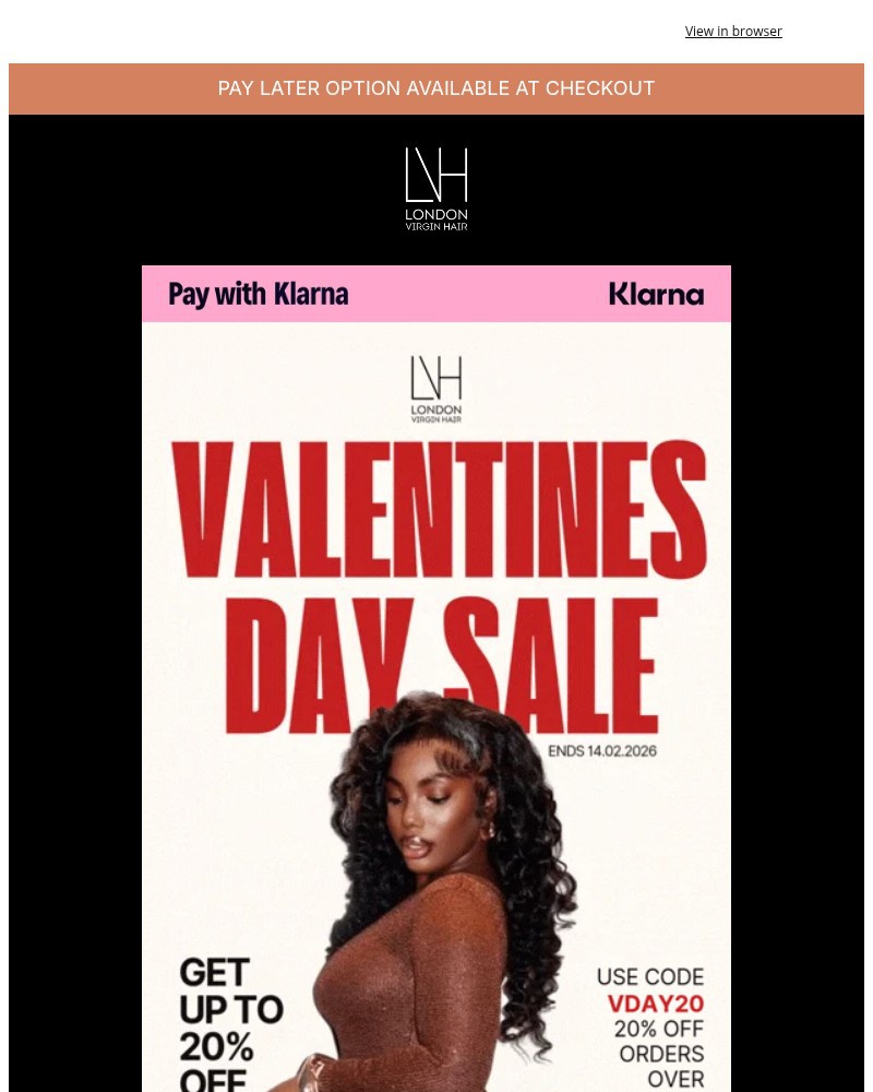 Screenshot of email sent to a London Virgin Hair Newsletter subscriber